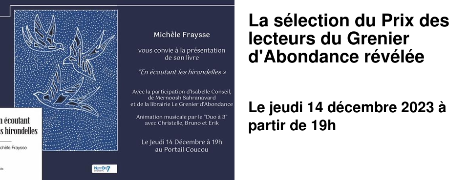 La s�lection du Prix des lecteurs du Grenier d'Abondance r�v�l�e